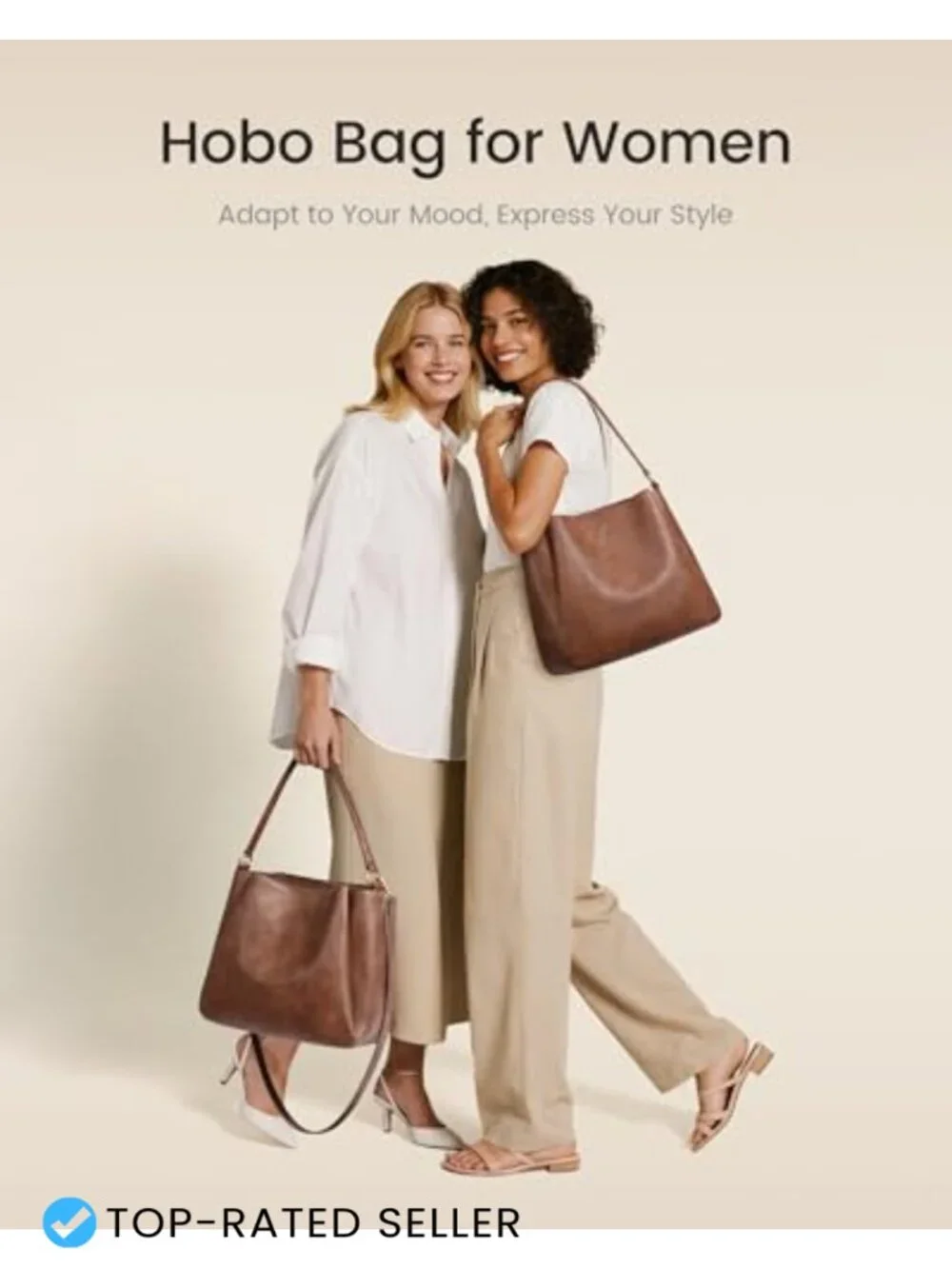 Waterproof Triple Compartment Hobo Bag Vegan Leather Shoulder Handbag